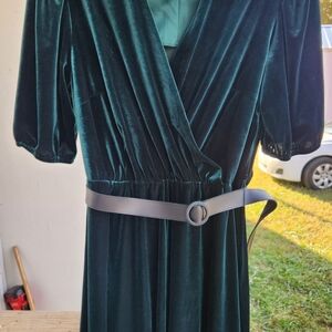 Green velvet dress
